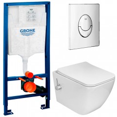 Инсталляция Grohe 38721001 + унитаз Esbano Leon-WBN безободковый с биде и смесителем