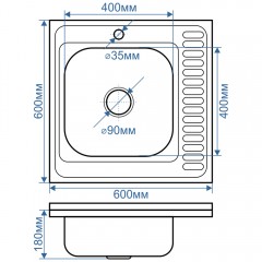 Мойка кухонная Melana 6060 L 156D t L (*15)