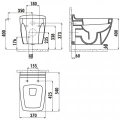 Унитаз подвесной Creavit Bull BL320-00CB00E-0000 с функцией биде и смесителем