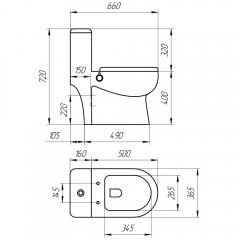 Унитаз EvaGold T1016B моноблок с функцией биде и смесителем