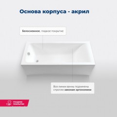 Ванна акриловая Aquanet Bright 180x75