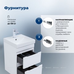 Тумба с раковиной Aquanet Слим 40 белый подвесная 00348173