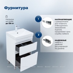 Тумба с раковиной Aquanet Слим 50 белый напольная 00348176