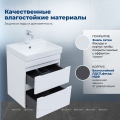 Тумба с раковиной Aquanet Слим 50 белый подвесная 00348175