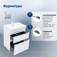 Тумба с раковиной Aquanet Слим 60 белый напольная 00348178