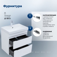Тумба с раковиной Aquanet Слим 60 белый подвесная 00348177