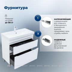 Тумба с раковиной Aquanet Слим 80 белый напольная 00348182
