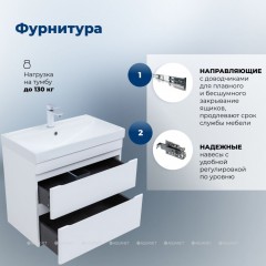 Тумба с раковиной Aquanet Слим 80 белый подвесная 00348181