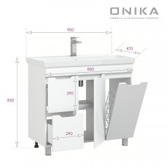 Тумба под раковину Onika Айленд 90 напольная белый 109030