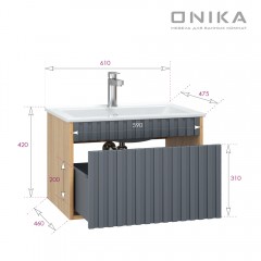 Тумба с раковиной Onika Дайлер 60 графит