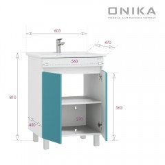 Тумба под раковину Onika Марви 60 бирюза 106153