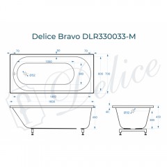 Ванна из литьевого мрамора Delice France Bravo 160x70 DLR330033-M