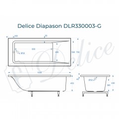 Ванна из литьевого мрамора Delice France Diapason 150x70 DLR330003-G