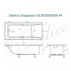 Ванна из литьевого мрамора Delice France Diapason 150x70 DLR330003R-M с ручками