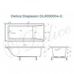 Ванна из литьевого мрамора Delice France Diapason 150x75 DLR330014-G