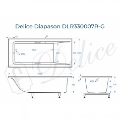 Ванна из литьевого мрамора Delice France Diapason 170x80 DLR330007R-G с ручками