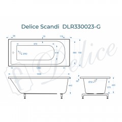 Ванна из литьевого мрамора Delice France Scandi 150x70 DLR330023-G