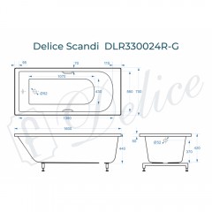Ванна из литьевого мрамора Delice France Scandi 160x70 DLR330024RB-G с ручками