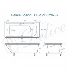 Ванна из литьевого мрамора Delice France Scandi 165x70 DLR330037R-G с ручками
