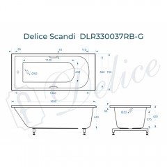 Ванна из литьевого мрамора Delice France Scandi 165x70 DLR330037RB-G с ручками