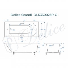 Ванна из литьевого мрамора Delice France Scandi 170x70 DLR330025R-G с ручками