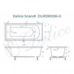 Ванна из литьевого мрамора Delice France Scandi 170x75 DLR330026-G
