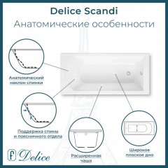 Ванна из литьевого мрамора Delice France Scandi 170x75 DLR330026R-G с ручками