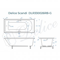 Ванна из литьевого мрамора Delice France Scandi 170x75 DLR330026RB-G с ручками