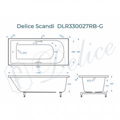 Ванна из литьевого мрамора Delice France Scandi 170x80 DLR330027RB-G с ручками
