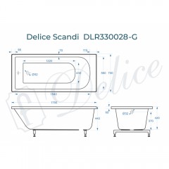 Ванна из литьевого мрамора Delice France Scandi 175x70 DLR330028-G