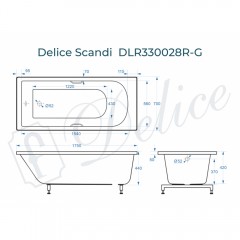 Ванна из литьевого мрамора Delice France Scandi 175x70 DLR330028R-G с ручками