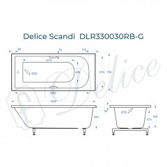 Ванна из литьевого мрамора Delice France Scandi 180x75 DLR330030RB-G с ручками