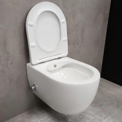 Инсталляция Geberit 111.154.11.1 + кнопка смыва Delta01 115.107.11.1 + унитаз Bloomix Diva MD1211SB/UF3 безободковый с функцией биде и смесителем