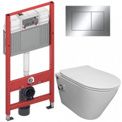 Инсталляция TECE 9400412 + унитаз Bloomix Enjoy AD1304SB Ceramic+ безободковый с функцией биде и смесителем