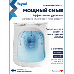 Унитаз подвесной Teymi Helmi PP T40312 безободковый