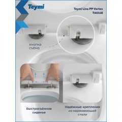 Унитаз подвесной Teymi Lina PP Vortex T40118 безободковый торнадо