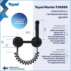 Смеситель с гигиеническим душем встраиваемый Teymi Martta T10269