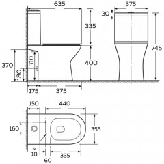 Унитаз Bloomix Access AD3124SBT/UF1 Ceramic+ безободковый торнадо с функцией биде и смесителем