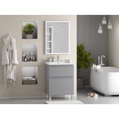 Тумба с раковиной Misty Лаки 60 серый