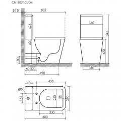 Унитаз Ceramica Nova Cubic CN1803T безободковый торнадо