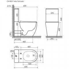 Унитаз Ceramica Nova Mia CN1801T безободковый торнадо