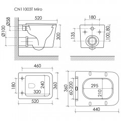 Унитаз подвесной Ceramica Nova Miro CN11003T безободковый торнадо