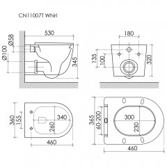 Унитаз подвесной Ceramica Nova Whirl CN11007T безободковый торнадо