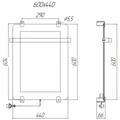 Полотенцесушитель электрический Allen Brau Infinity 60x44 зеркало чёрный
