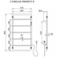 Полотенцесушитель электрический Allen Brau Priority R 90x48 7.31002-GB
