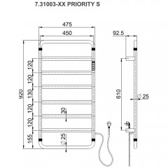 Полотенцесушитель электрический Allen Brau Priority S 92x48 7.31003-GM