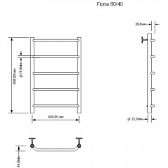 Полотенцесушитель водяной Aquanet Fiona 60x40