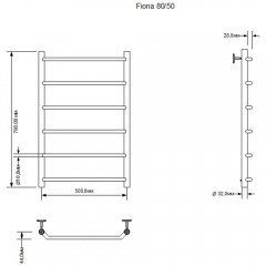 Полотенцесушитель водяной Aquanet Fiona 80x50