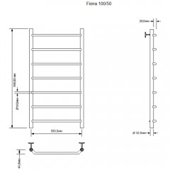 Полотенцесушитель водяной Aquanet Fiona 100x50