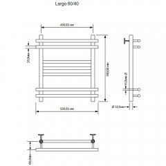 Полотенцесушитель водяной Aquanet Largo 60x40